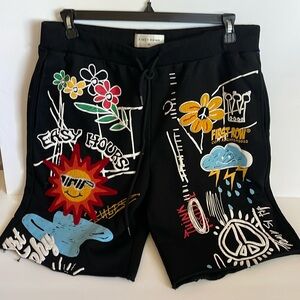 First Row XL Graffiti style Patchwork Shorts